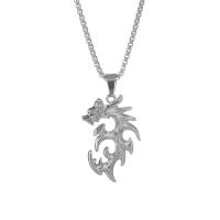 Stainless Steel Jewelry Necklace, 316L Stainless Steel, Dragon, polished, fashion jewelry & punk style & luminated, more colors for choice, 29x49mm, Length:60 cm, Sold By PC