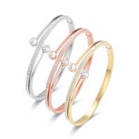 Titanium Steel Cuff Bangle Donut Vacuum Ion Plating fashion jewelry & for woman & with rhinestone 5mm Inner Approx Sold By PC