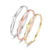 Titanium Steel Cuff Bangle, Crown, Vacuum Ion Plating, fashion jewelry & for woman & with rhinestone, more colors for choice, 20mm, Inner Diameter:Approx 48x58mm, Sold By PC