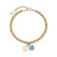 Acier titane bracelet, avec 3cm chaînes de rallonge, coeur, bijoux de mode & réglable & pour femme & émail, plus de couleurs à choisir, 9x10mm, Longueur:15 cm, Vendu par PC