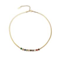 Titanstahl Halskette, mit Verlängerungskettchen von 5cm, rund, Modeschmuck & einstellbar & Micro pave Zirkonia & für Frau, goldfarben, 55mm, Länge:35 cm, verkauft von PC
