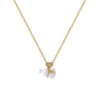 Titanstahl Halskette, mit Verlängerungskettchen von 6.2cm, Kalebasse, Modeschmuck & einstellbar & Micro pave Zirkonia & für Frau, goldfarben, Länge:ca. 37.8 cm, verkauft von PC