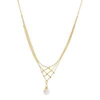 Titanium Steel Necklace with Plastic Pearl with 5cm extender chain Round Vacuum Ion Plating fashion jewelry & adjustable & for woman golden 5mm Length Approx 42 cm Sold By PC