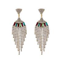 Fashion Fringe Earrings Zinc Alloy gold color plated fashion jewelry & for woman & with rhinestone nickel lead & cadmium free Sold By Pair