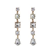 Rhinestone Earring Zinc Alloy Teardrop gold color plated fashion jewelry & for woman & with rhinestone nickel lead & cadmium free Sold By Pair