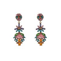 Rhinestone Earring, Tibetan Style, Flower, antique gold color plated, fashion jewelry & for woman & with rhinestone, more colors for choice, nickel, lead & cadmium free, 28x72mm, Sold By Pair