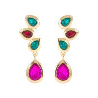 Rhinestone Earring, Tibetan Style, Teardrop, gold color plated, fashion jewelry & for woman & with rhinestone, more colors for choice, nickel, lead & cadmium free, 10x39mm, Sold By Pair