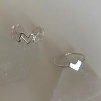 Sterling Sølv Smykker fingerring, 925 Sterling Sølv, Heart, platineret, forskellig størrelse for valg & forskellige stilarter for valg & for kvinde, oprindelige farve, Solgt af PC