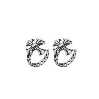 925 Sterling Silver Stud Earrings Cross fashion jewelry & for woman original color 10.50mm Sold By Pair