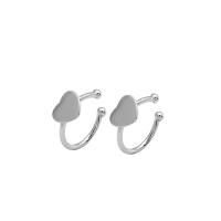 925 Sterling Silver Stud Earrings Heart plated fashion jewelry & for woman 10mm Sold By Pair