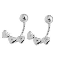 925 Sterling Silver Stud Earrings Heart platinum plated fashion jewelry & for woman original color Sold By Pair
