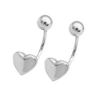 925 Sterling Silver Stud Earrings, Heart, platinum plated, fashion jewelry & for woman, original color, Sold By Pair