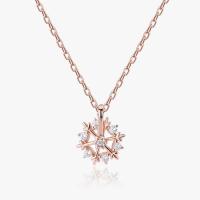 Cubic Zircon Micro Pave 925 Sterling Silver Necklace, Snowflake, plated, micro pave cubic zirconia & for woman, more colors for choice, 450mm, Sold By PC