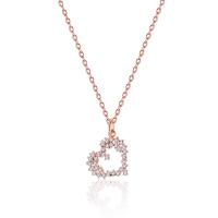 Cubic Zircon Micro Pave 925 Sterling Silver Necklace Heart plated micro pave cubic zirconia & for woman 450mm Sold By PC