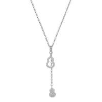 Cubic Zircon Micro Pave 925 Sterling Silver Necklace Calabash plated micro pave cubic zirconia & for woman 450mm Sold By PC