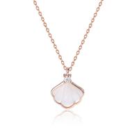 Cubic Zircon Micro Pave 925 Sterling Silver Necklace with Shell Shell plated micro pave cubic zirconia & for woman 450mm Sold By PC