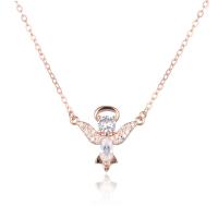 Cubic Zircon Micro Pave 925 Sterling Silver Necklace, rose gold color plated, micro pave cubic zirconia & for woman, rose gold color, 450mm, Sold By PC