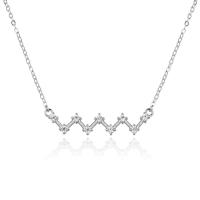 Cubic Zircon Micro Pave 925 Sterling Silver Necklace platinum plated micro pave cubic zirconia & for woman white 450mm Sold By PC
