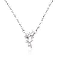 Cubic Zircon Micro Pave 925 Sterling Silver Necklace, platinum plated, micro pave cubic zirconia & for woman, white, 450mm, Sold By PC