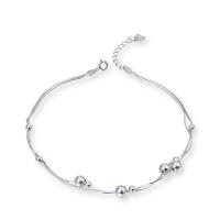 Fashion Sterling Silver Anklet 925 Sterling Silver platinum plated fashion jewelry & for woman white 265mm Sold By PC