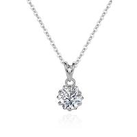 Cubic Zircon Micro Pave 925 Sterling Silver Necklace, platinum plated, micro pave cubic zirconia & for woman, original color, 13.50x7.90mm, Length:Approx 17.7 Inch, Sold By PC
