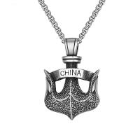 Titanium Steel Necklace, Vacuum Ion Plating, fashion jewelry & for man, original color, 32.90x47.90mm, Length:Approx 23.6 Inch, Sold By PC