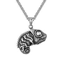Titanium Steel Necklace Lizard Vacuum Ion Plating fashion jewelry & for man original color Length Approx 23.6 Inch Sold By PC