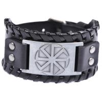 Leather Cord Bracelet with Zinc Alloy plated fashion jewelry & Unisex Sold By PC