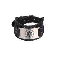 Leather Cord Bracelet with Zinc Alloy punk style & for man 37mm Length Approx 7.4-9.4 Inch Sold By PC