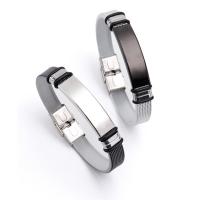 Silicone Bracelets Titanium Steel Vacuum Ion Plating for man 210mm Length Approx 8.26 Inch Sold By PC