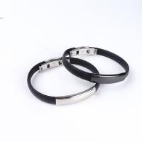 Silicone Bracelets Titanium Steel with Silicone Vacuum Ion Plating for man Length Approx 8.26 Inch Sold By PC