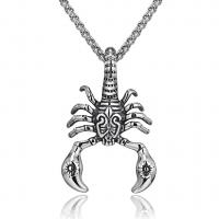 Titanium Steel Necklace, Scorpion, polished, for man & blacken, original color, 38x59mm, Length:Approx 23.62 Inch, Sold By PC