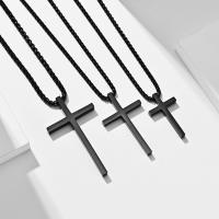 Titanium Steel Necklace, Cross, Vacuum Ion Plating, polished & different size for choice & for man, more colors for choice, Sold By PC