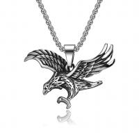 Titanium Steel Necklace, eagle, polished, for man & blacken, original color, 35x40mm, Sold By PC