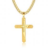 Titanium Steel Necklace Cross Vacuum Ion Plating for man Length Approx 23.62 Inch Sold By PC