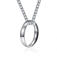 Титановые стали ожерелье, титан, с 1.96 inch наполнитель цепи, кольцо форма, полированный, разный размер для выбора & разные стили для выбора & Мужский, оригинальный цвет, длина:Приблизительно 23.62 дюймовый, продается PC