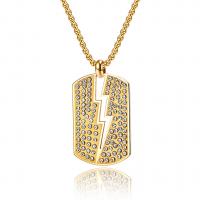 Titanium Steel Necklace Vacuum Ion Plating for man & with rhinestone Length Approx 23.62 Inch Sold By PC