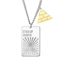 Titanium Steel Necklace Rectangle Vacuum Ion Plating with letter pattern & for man Length Approx 23.62 Inch Sold By PC