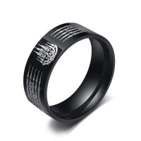 Titantium Steel δάχτυλο του δακτυλίου, Titanium Steel, γυαλιστερό & διαφορετικό μέγεθος για την επιλογή & για τον άνθρωπο, μαύρος, Sold Με PC