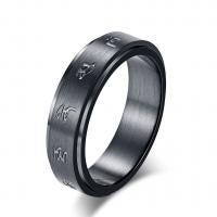Titanium Steel Finger Ring, Vacuum Ion Plating, rotatable & polished & different size for choice & for man, black, Sold By PC