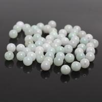 Natural Jadeite Beads Round polished DIY light green Sold By PC