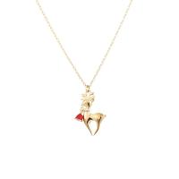 925 Sterling Silver Necklaces, Deer, gold color plated, for woman & epoxy gel, 11x16mm, Length:Approx 17.71 Inch, Sold By PC