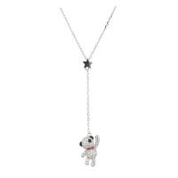 Cubic Zircon Micro Pave 925 Sterling Silver Necklace Bear platinum color plated micro pave cubic zirconia & for woman & enamel Length Approx 17.71 Inch Sold By PC