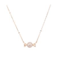 Cubic Zircon Micro Pave 925 Sterling Silver Necklace Candy rose gold color plated micro pave cubic zirconia & for woman Length Approx 17.71 Inch Sold By PC