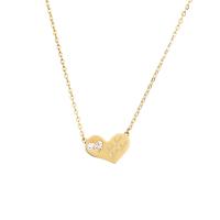 Cubic Zircon Micro Pave 925 Sterling Silver Necklace Heart gold color plated with letter pattern & micro pave cubic zirconia & for woman Sold By PC