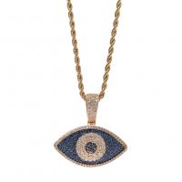 Evil Eye Jewelry Necklace, Brass, with stainless steel chain, fashion jewelry & Unisex & micro pave cubic zirconia, more colors for choice, nickel, lead & cadmium free, 41x40mm, Length:Approx 24 Inch, Sold By PC