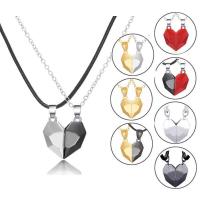 Zinc Alloy Jewelry Necklace with 5cm extender chain Heart plated patchwork & fashion jewelry & for woman Length 50 cm Sold By PC