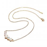 Freshwater Pearl Brass Chain Necklace, Pérolas de água doce, with cobre, Banhado a ouro 14K, Natural & joias de moda & para mulher, dois diferentes cores, 5-8mm, comprimento 48 cm, vendido por PC