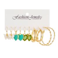 Zinc Alloy Drop Earrings gold color plated fashion jewelry & for woman & enamel two different colored 37mm Sold By Set