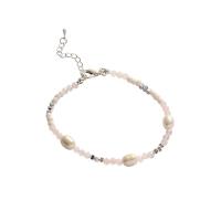 Crystal Náramky, Zinek, s ABS plast pearl & Krystal, s 3.2cm extender řetězce, módní šperky & pro ženy, stříbro, Prodáno za 17.2 cm Strand